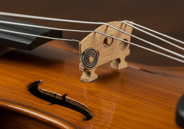 Close-up of correct violin string winding technique