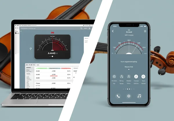 Comparison of online tuner in browser and app on smartphone