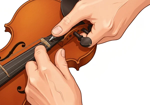 Hands applying compound to a violin tuning peg